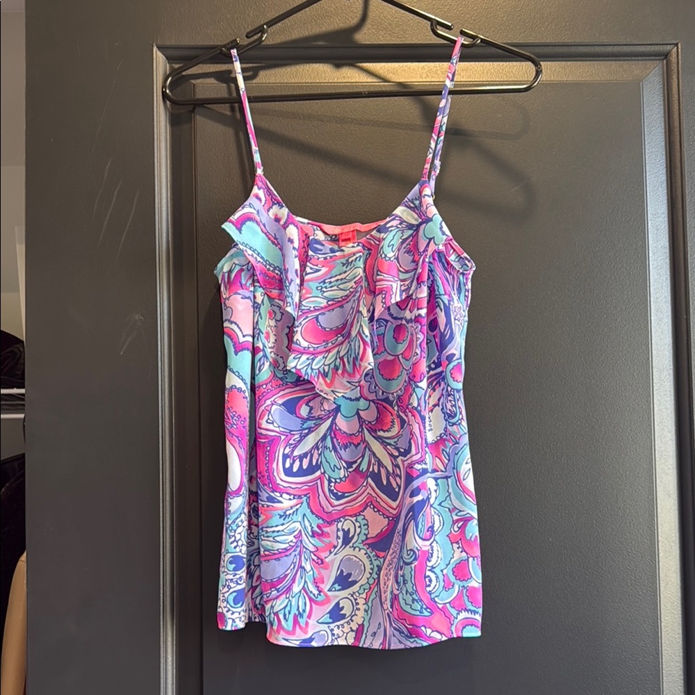 Lilly Pulitzer Pink and Blue Paisley Tank Top